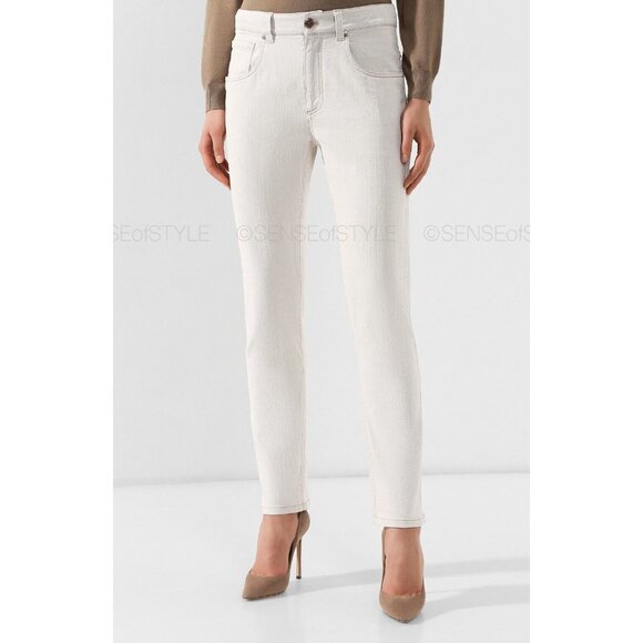 Brunello Cucinelli Women's Denim Pants Gray Monili size 38 XS 2